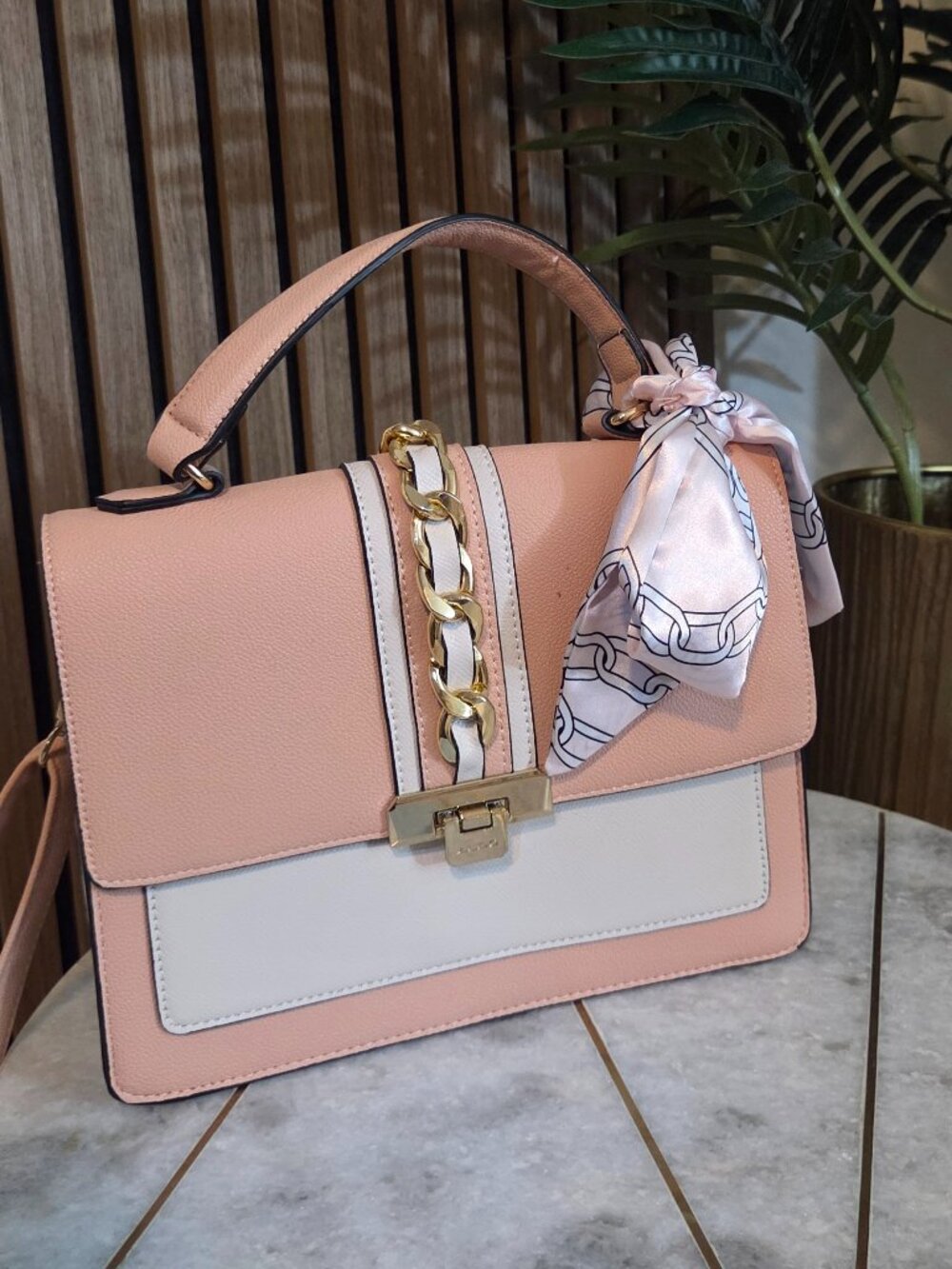 Crram and pink Aldo satchel purse